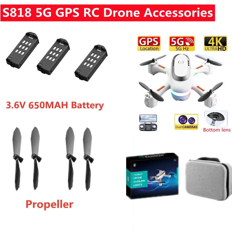 

S88 S818 4K One Key Return RC Drone Parts 3.7V 650mAh Battery/Blades/USB Line For S88 S818 Remote Control Quadcopter Accessories