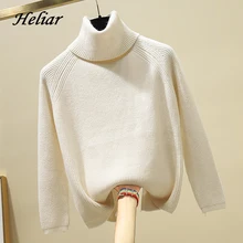 Heliar, женский зимний однотонный теплый свитер с высоким воротом, женские вязаные пуловеры, женские плотные Топы с длинным рукавом, свитера для женщин