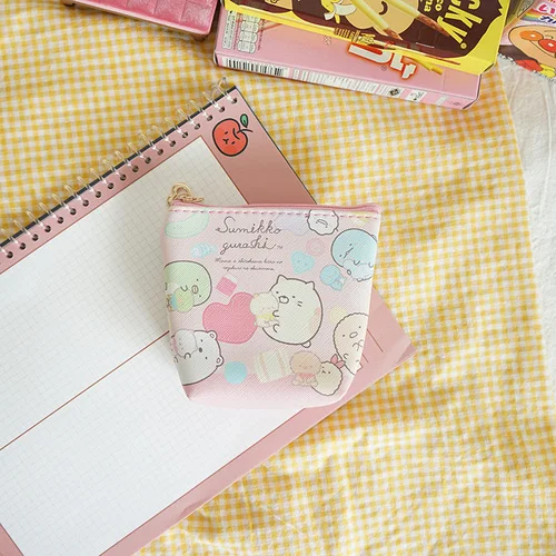 1pc Stitch Leather Coin Purses Casual Pu Coin Wallet Lady Fashion Cute Melody Pattern Cartoon Dollar Money Key Bag - Цвет: pink sumikko