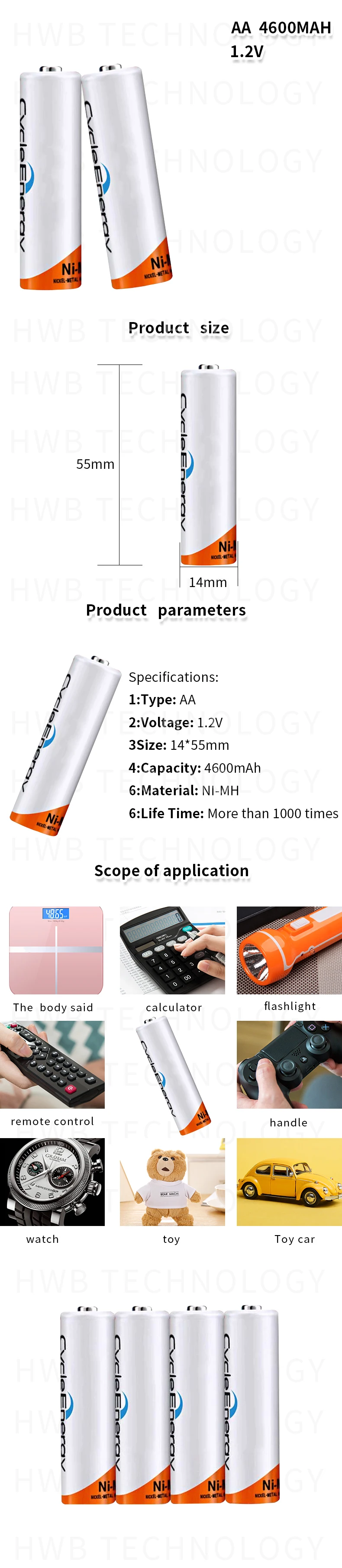 20 шт./лот большой емкости и долговечные Ni-MH батареи AA 1,2 V емкость 4600mAh аккумуляторная батарея