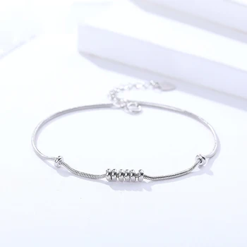

Genuine S925 Sterling Silver Bracelet Feminine Simple Design Bracelet Geometric Round Bead Bracelet Transfer Bead Bracelet