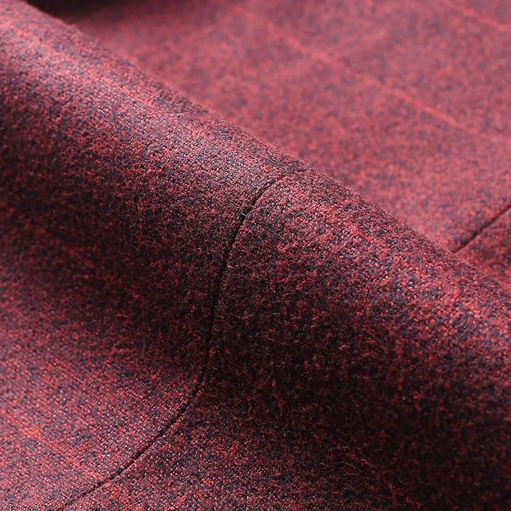 Men's Autumn Winter Wine Red Plaid Fashion Leisure Suit Jacket Wedding Groom Singer Slim Fit Lapel Blazer Hombre Masculino#R