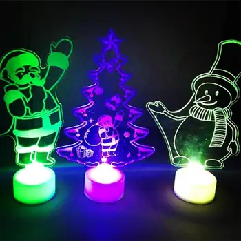 

Led Colorful Changing Fiber Acrylic Christmas Tree Table Claus Night Light Santa Glowing Party Decor Toy Gift Snowman Charm H7B4