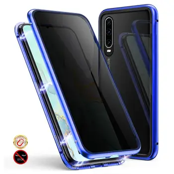 

MME Magnetic Phone Case for HUAWEI P30 Pro Crystal Clear Screen Front and Back Tempered Glass Double Sided 360 Full Body Case