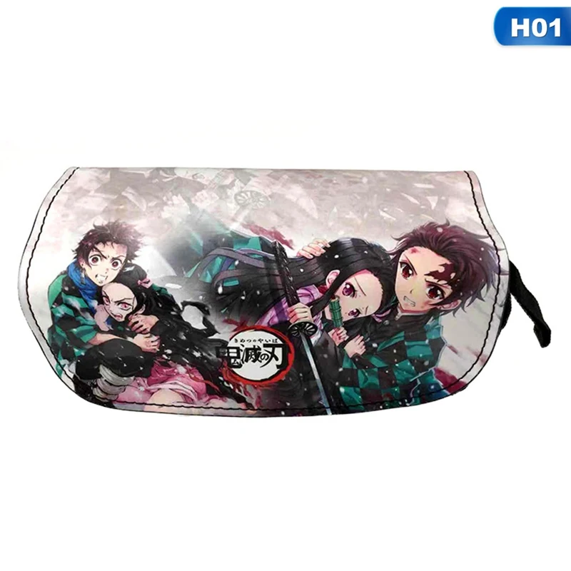 Demon Slayer: Kimetsu No Yaiba Tanjiro Kamado аниме мультфильм периферийный чехол карандаш большая емкость сумка на молнии школьные канцелярские принадлежности