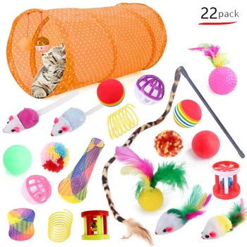 22pcs Cat Toys Kit Mouse Shape BallsFunny Stick Mouse Pet Supplies Value Bundle Kitten Love Cat Channels