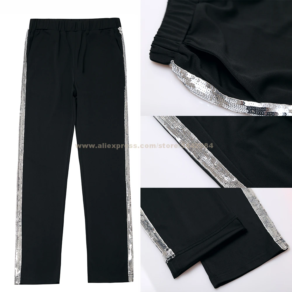MJ Майкл Джексон Билли джинсовые штаны Серебристые повседневные полосатые брюки для коллекции Вечерние брюки костюм для косплея#1BLJD0601