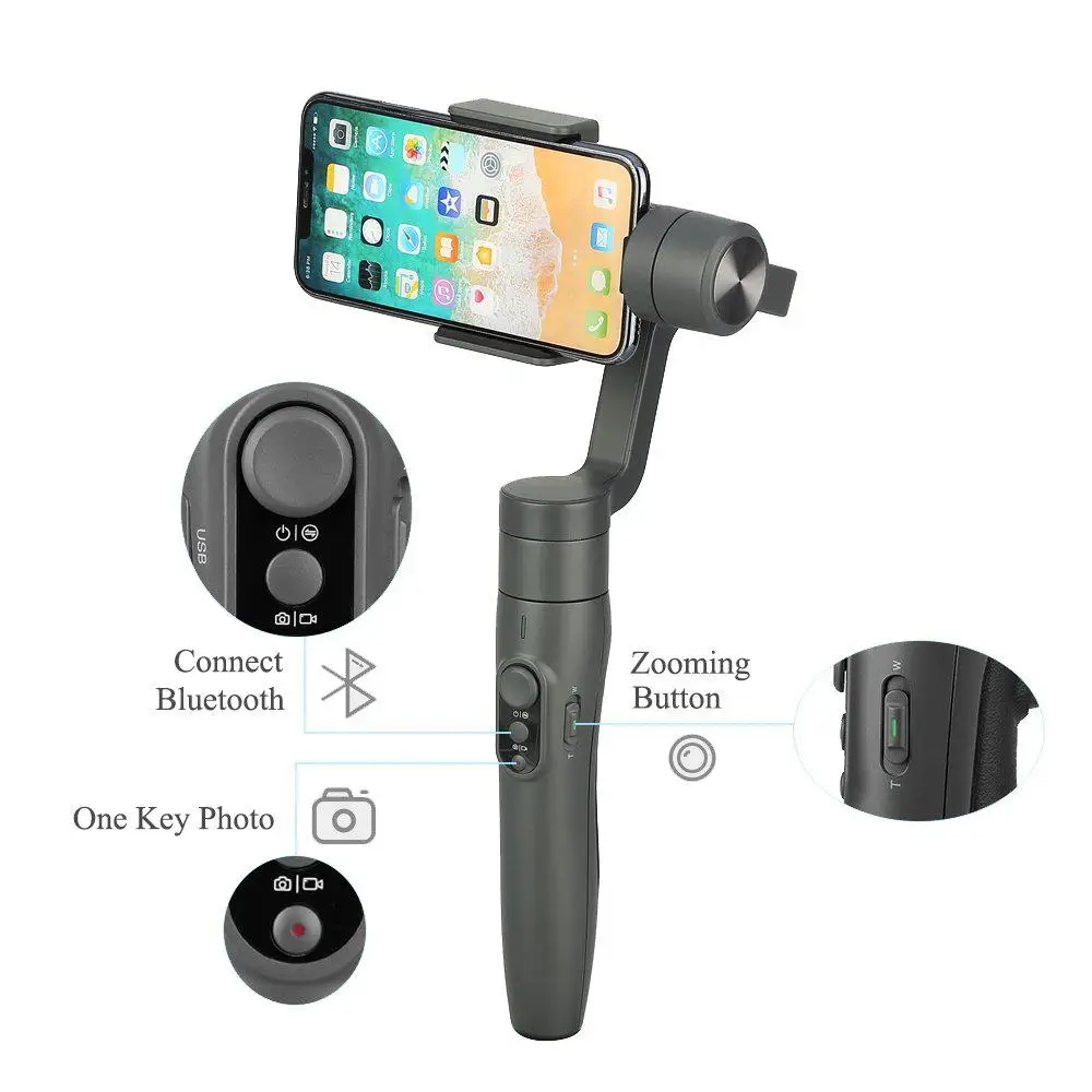 320 градусов 2 3-Axis Bluetooth ручной шарнирный стабилизатор для камеры для iPhone X/8 samsung Galaxy S9/S8/huawei смартфонов штатив-Трипод