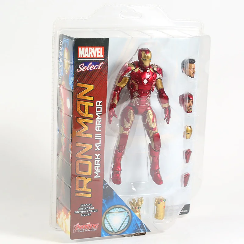 Marvel выберите Железный человек Mark XLIII MK43 Броня ПВХ фигурка Коллекционная модель игрушки