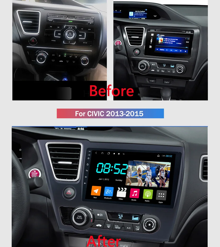 Android 8,1 автомобильный DVD 1din мультимедийная система Navi для Honda Civic- Автомобильный gps навигатор стерео головное устройство BT SWC wifi