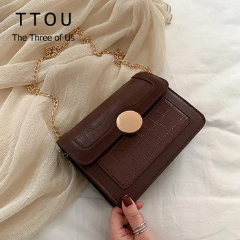 

Stone Pattern PU Leather Crossbody Bags For Women 2020 Chain Fashion Small Shoulder Messenger Bag Female Lock Flap Handbags