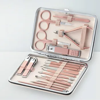 

Newest Color 18 Tools Stainless Steel Manicure set Professional nail clipper Kit of Pedicure Paronychia Nippers Trimmer Cutters