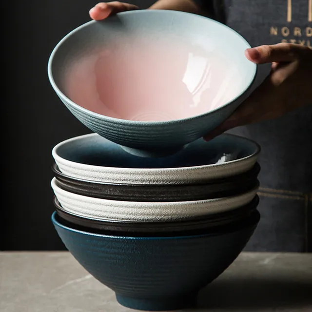 Japanese Ramen Bowl Ceramic Bowl Household Salad Bowl Creative Specialty Restaurant Tableware 1