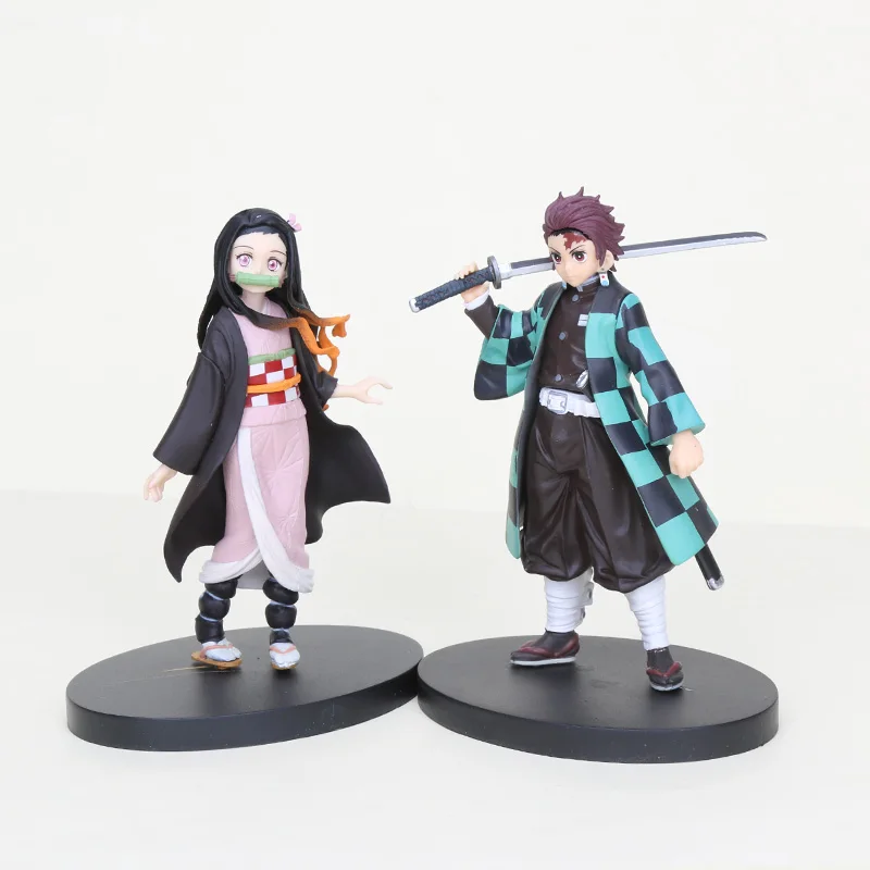 16 см аниме демон убийца Kimetsu no Yaiba фигурка Kamado Tanjirou Kamado Nezuko swordman ПВХ фигурка модель воина игрушка кукла - Цвет: 2pcs no box