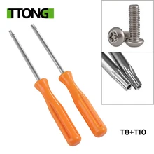 1pc amarelo torx t8 chave de fenda de precisão + 1pc t10 ferramenta chave de fenda de segurança para xbox 360/ps3/ps4 tamperproof buraco