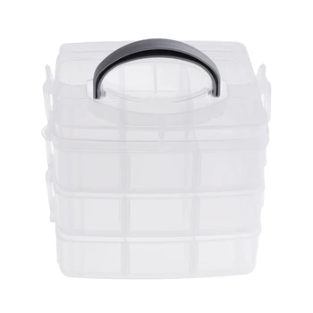 

3 Tier Plastic Clear Jewelry Beads Organizer Box Storage Container Home Sewing Thread Craft Tools Case