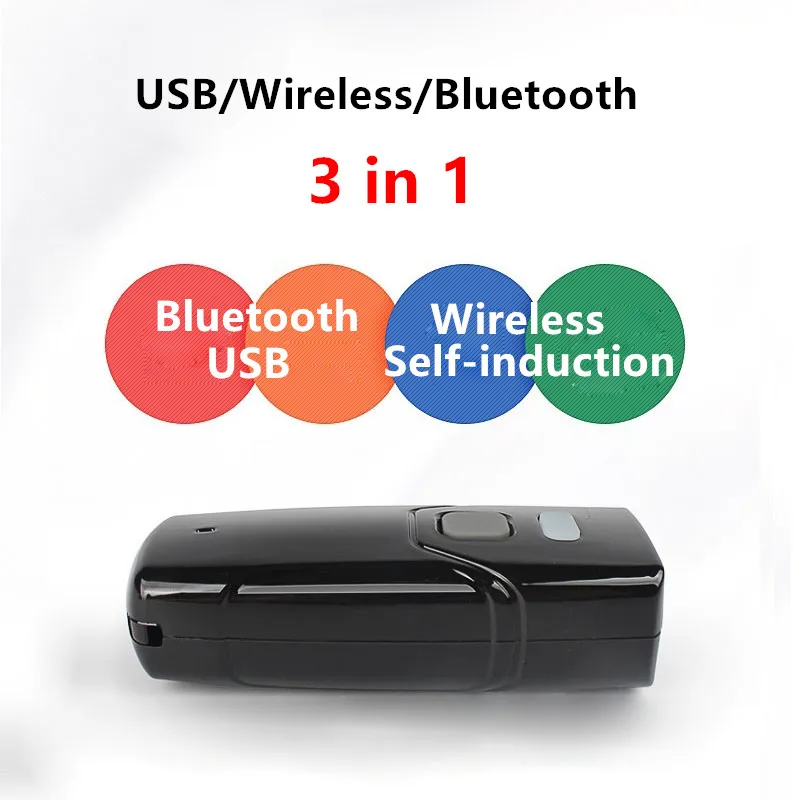 Wireless Bluetooth Barcode Scanner Mini Laser Portable Reader Red Light CCD Pocket 1D Bar Code Gun for IOS Android Windows