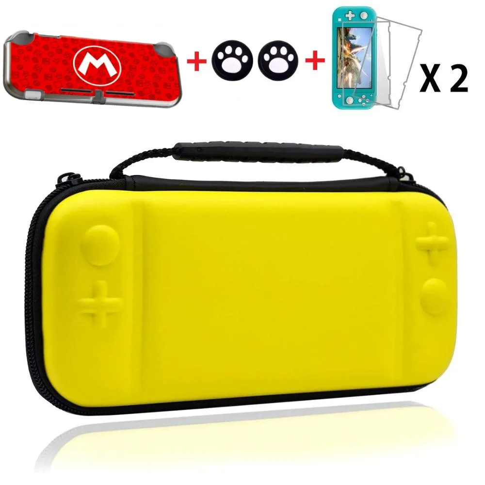 Сумка для переноски для nintendo Switch Lite с 2 слотами для хранения игровых карт и закаленной пленкой, мягкая защитная крышка из ТПУ с защитой от царапин