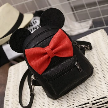 

2020 Girls Mickey Backpack bow Female Bag Korean Women's Backpack mouse ear Cartoon pu leather children school bags shoulder bag