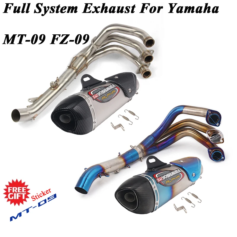 FOR YAMAHA MT-09 FZ-09 Not Tracer 2014-2019 Year Motorcycle full exhaust system slip on link middle pipe Model B