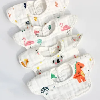 

2pcs/set Gauze Baby Bibs Baby Scarf 8-Layers Infant Baby Feeding Bibs Cute Soft Saliva Towel Baby Bib