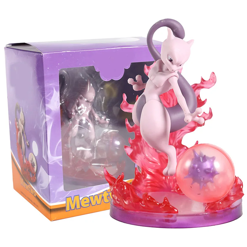 Аниме мультфильм монстр Mewtwo Gengar Charizard ПВХ фигурка Коллекционная модель игрушки - Цвет: Mewtwo box