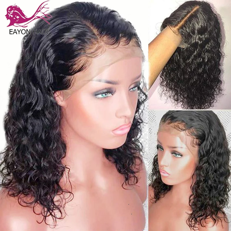 

EAYON Kinky Curly Full Lace Human Hair Wigs Glueless Pre Plucked With Baby Hair Bleached Knots remy Malaysian 130%Density