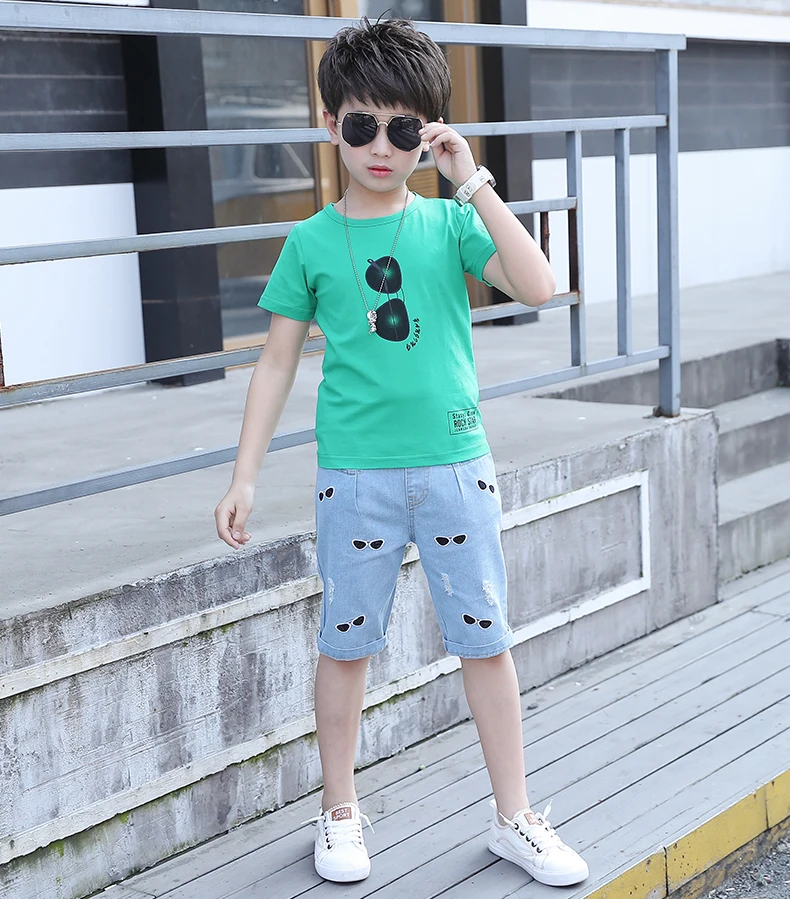 Комплект одежды для мальчиков, модные летние корейские стильные хлопковые комплекты одежды для мальчиков, комплекты детской одежды, уличная одежда для активного отдыха - Цвет: S058-g