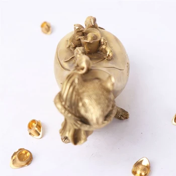 

Amber Figurine Vintage Gift Mini Rat Pure Brass Home Decoration Office Mouse Ornament Gold Bag Pendant Miniature Lucky Fortune