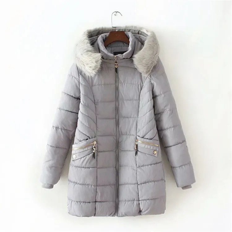 gray Новинка, большие размеры, XL-6XL, зимние парки, женский меховой воротник, пуховик с капюшоном, хлопковая куртка, женская тонкая утепленная куртка с хлопковой подкладкой, G564 - Цвет: gray