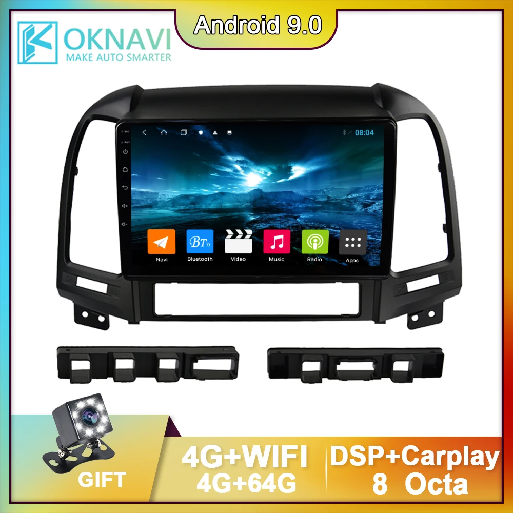 

OKNAVI 9 Inch Android 9.0 DSP Car Radio Multimedia For Hyundai Santa Fe 2006 2007 2008 2009 2010 2011 2012 GPS Navigation no DVD