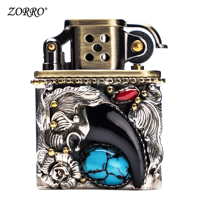 Lighters Not ZippoLighter Sterling Silver Creative Handpaws Grinding Wheels Retro Old Doors Old Style Personality Lighters