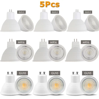 

5pcs Dimmable GU10 MR16 GU5.3 LED Spotlight 7W 220V 110V COB Light Bulb Super Bright Table Lamp Downlight Cool White Warm White
