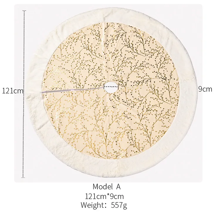 Jupe De Sapin De Noël 120 Cm Ronde - Tapis Décoratif Rouge Et Vert - Cache Pied Sapin, Décoration Fêtes
