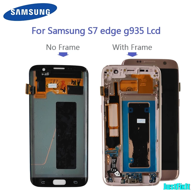 Для samsung Galaxy S7 edge G935F G935FD горящий в тени ЖК-дисплей с сенсорным экраном дигитайзер 5,5 ''Super AMOLED