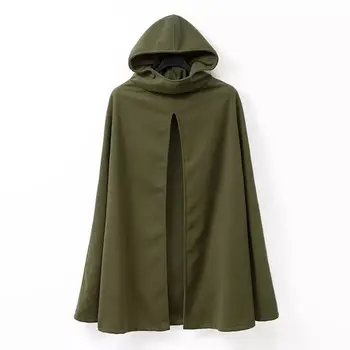 

2019 Fashion Hooded Cape Coat Poncho Jacket Women Autumn Winter Outerwear Coat Loose Amry Green Color Women's Jackets