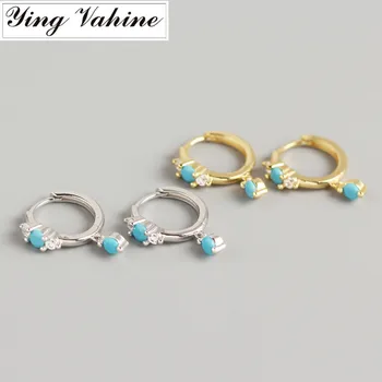 

ying Vahine 100% 925 Sterling Silver Small Blue Zircons Pendant Stud Earrings for Women