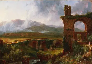 

Thomas Cole: A View Near Tivoli, Morning oil paintings canvas art Prints Wall Art For Living Room Bedroom Decor
