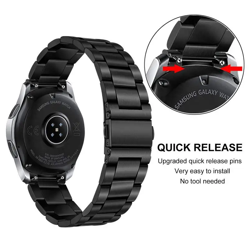 Без зазора твердый ремешок из нержавеющей стали для samsung Galaxy Watch 46 мм/gear S3 быстроразъемный браслет