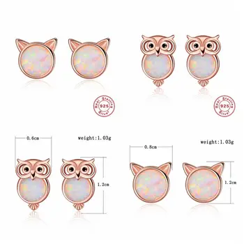 

Gold Color Sterling silver White Opal Hypoallergenic Ear Studs for Women Girls Classic Round Stone Stud Earrings gift A30