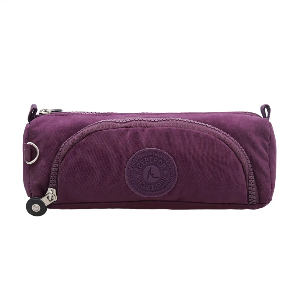 ACEPERCH Fashion Women Pencil Case Travel Neceser Cosmetic Bag Zipper Nylon Toiletry Organizador Makeup Bag Ladies - Color: Purple