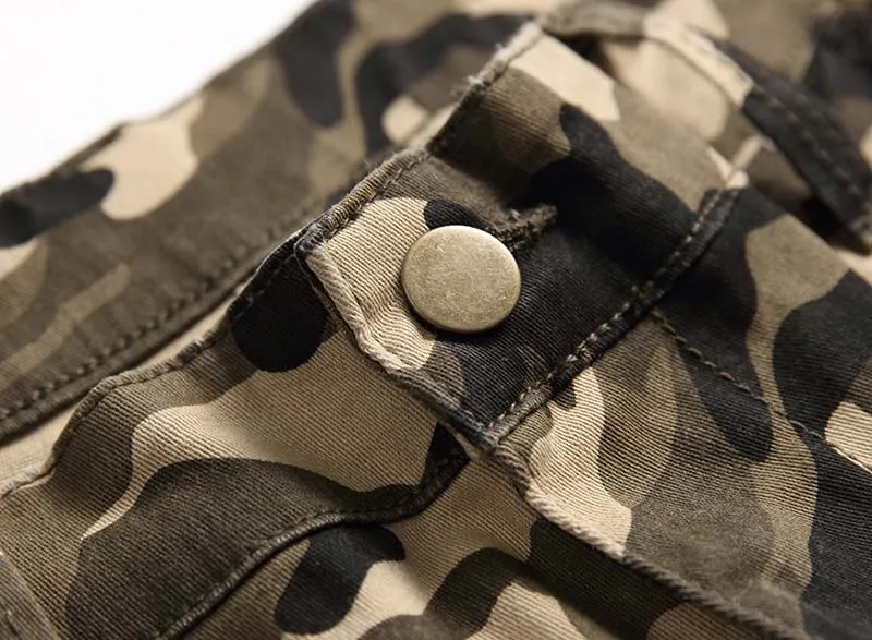 KIOVNO Men Cargo Camouflage Jeans Pants Multi Pockets Slim Fit Stretch Denim Trousers For Male Size 28-40  (6)