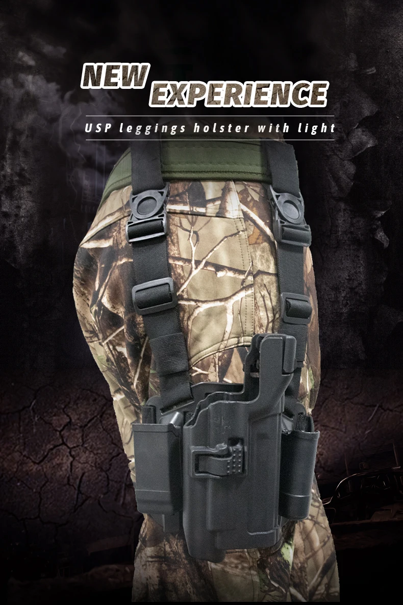 Coldre de Arma para hk Compacto com Lanterna Tático Ajustável Arma Real Leggings Coldre Tiro Caça Acessórios Usp 2 Tático ajustável coldre de arma para hk