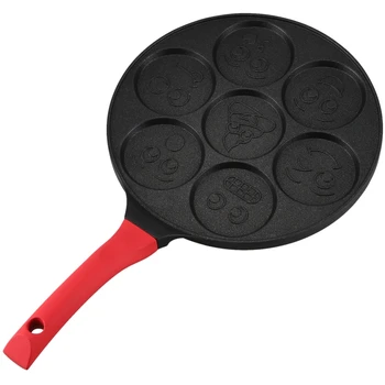 

Aluminum Alloy Non-Stick Breakfast Pot Smile Face Mold Pancake Omelette Pan Seven-Hole Egg Pot,1 Pcs
