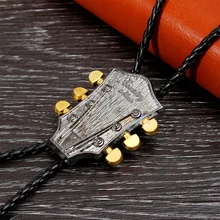 Из искусственной кожи Кулон гитара Регулируемая мода Боло галстук Повседневная одежда скольжения Клип Прочный Винтаж унисекс тканые аксессуары