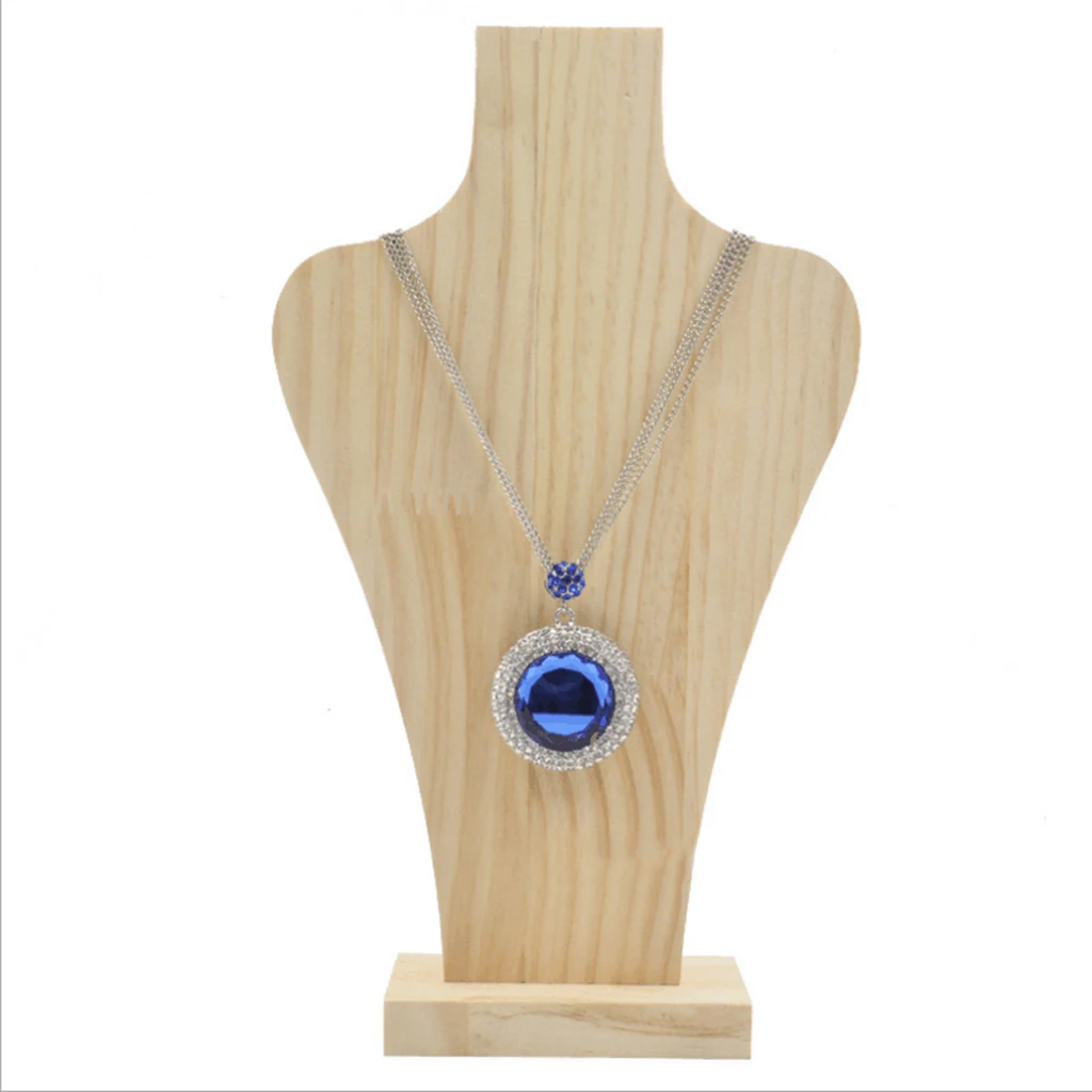 Wooden Jewelry Display Mannequin Bust for Necklace Jewelry Pendant Chain Display Stand Holder Organizer 
