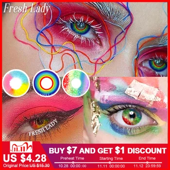 

2pcs Fresh Lady Halloween Cosplay Colored Lenses For Eyes Christmas Rainbow Contacts Lenses Beautiful Pupil Lentes De Contacto
