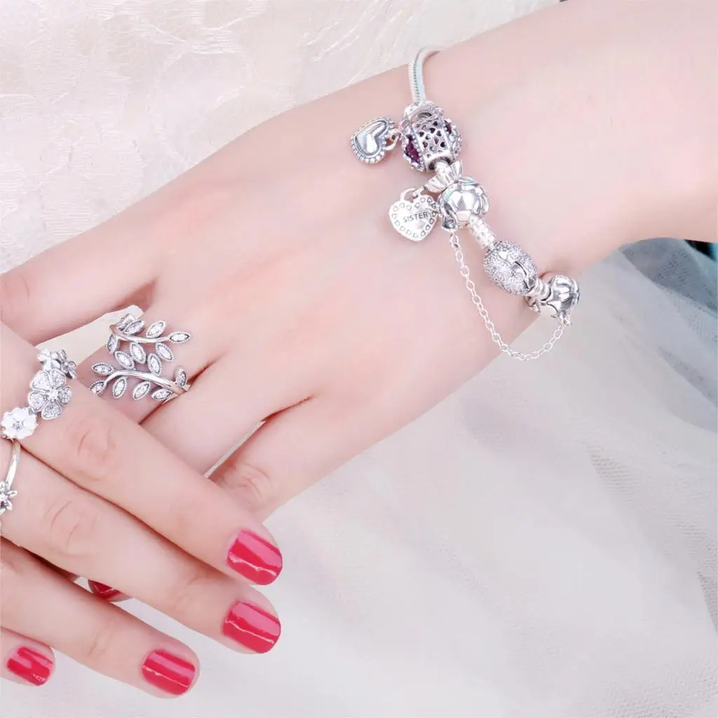 JewelryPalace 925 пробы серебряные бусины сверкающими ромашки кубического циркония Шарм Браслет Fit Браслеты Цветок Серебряные ювелирные изделия