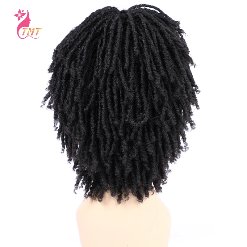 Synthetic Hair Wigs Curly Dreadlock Wig Short Twist Synthetic Braided Wigs Ombre Afro Short Curly Synthetic Wig Men Women Fashion Roll Twist Wigs