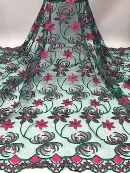

African Lace Fabric 2019 green beads Lace Fabrics High Quality net Lace stones Embroidery French Tulle Lace Fabric For Wedding
